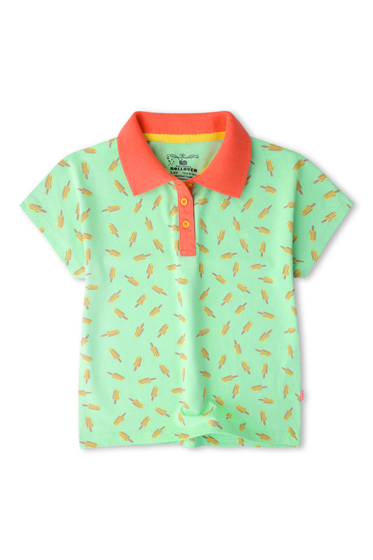 Girls Mint Green Box Polo Shirt