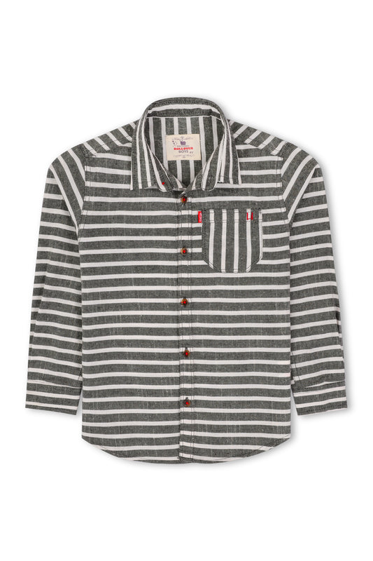 Boys B/W Stripes Casual Shirt