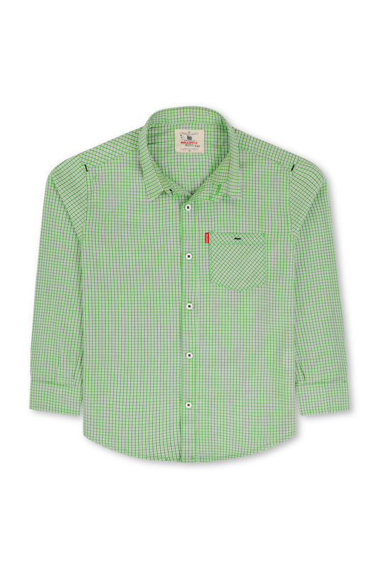 Boys Green Check Casual Shirt