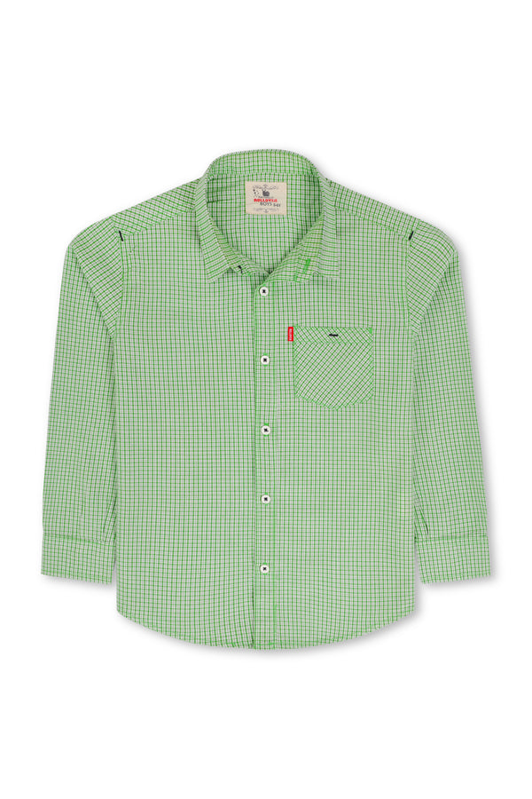 Boys Green Check Casual Shirt