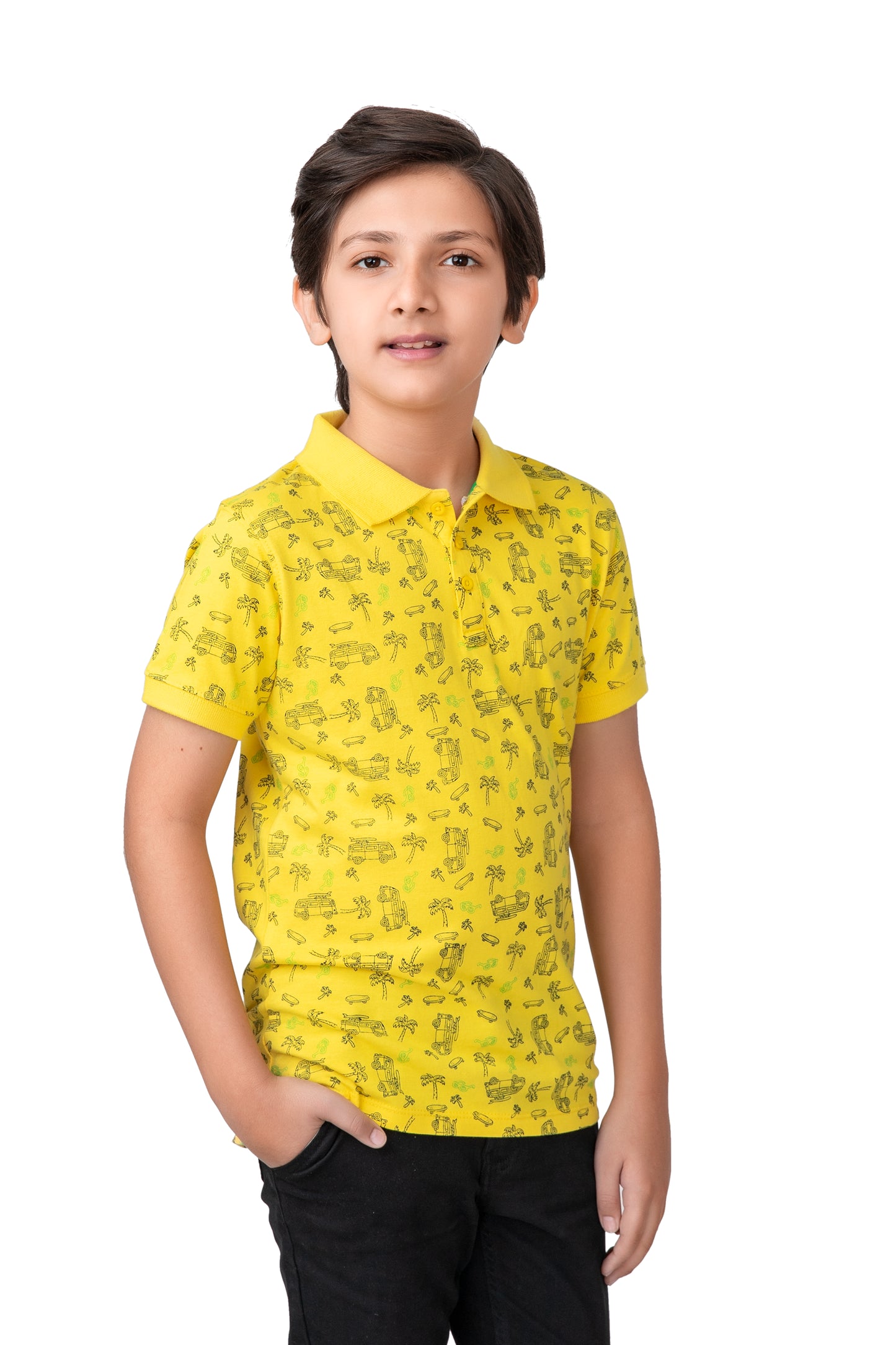 Boys Yellow Road Trip Polo Shirt