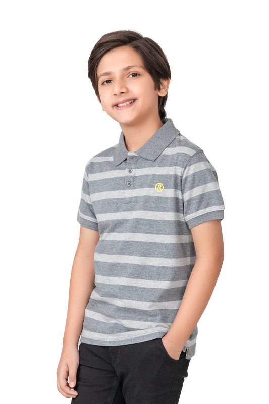 Boys Grey Colourblock Polo Shirt