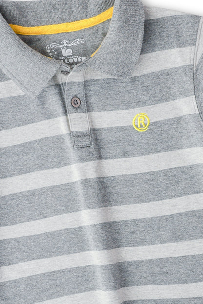 Boys Grey Colourblock Polo Shirt