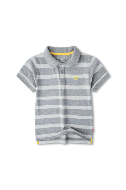 Boys Grey Colourblock Polo Shirt