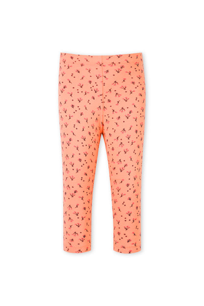 Girls Peach Printed Tights