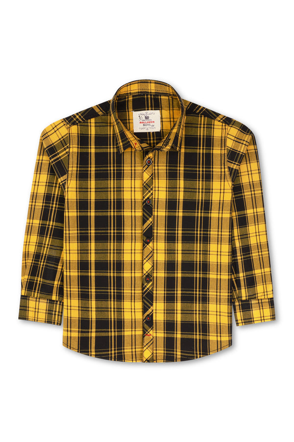 Boys Yellow Check Casual Shirt