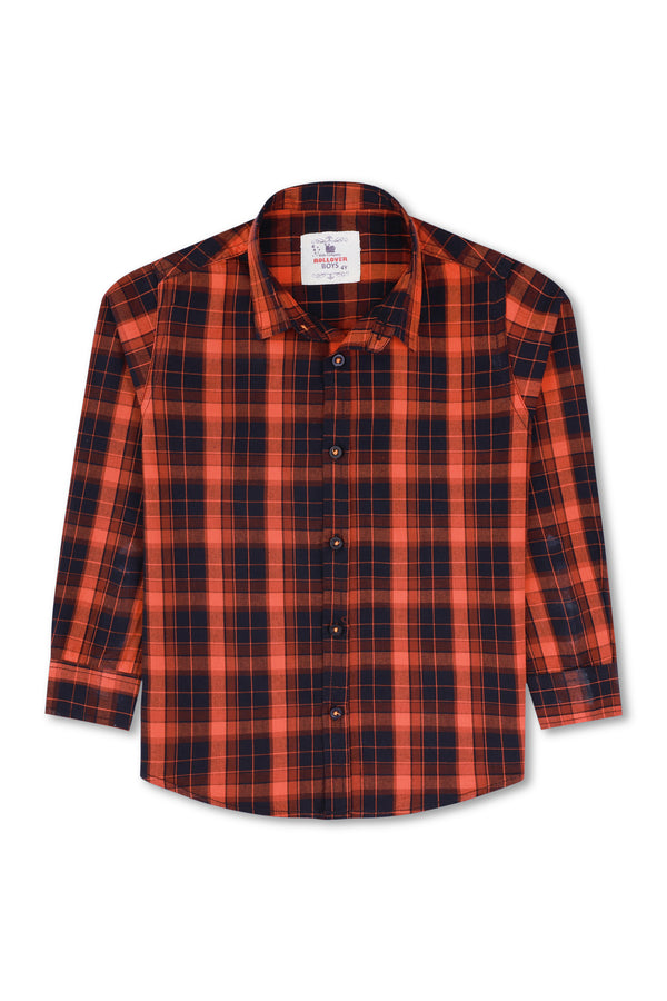 Boys Orange Check Casual Shirt