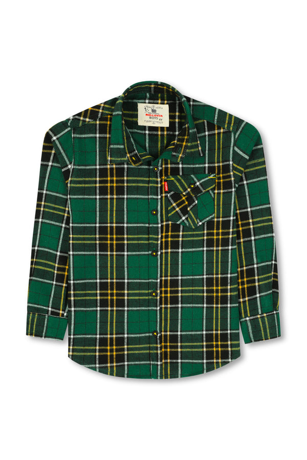 Boys Green Check Casual Shirt