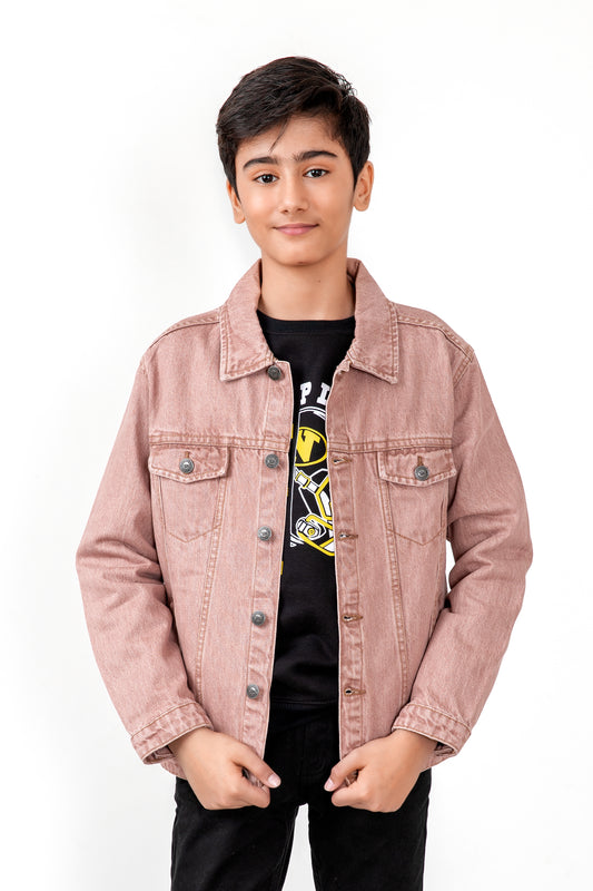 Boys Maroon Denim Jacket