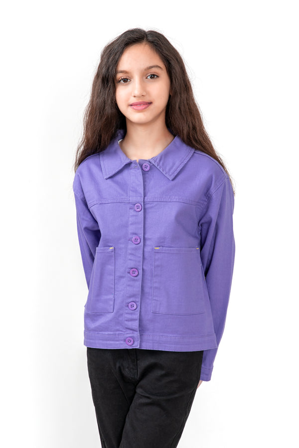 Girls Purple Twill Jacket