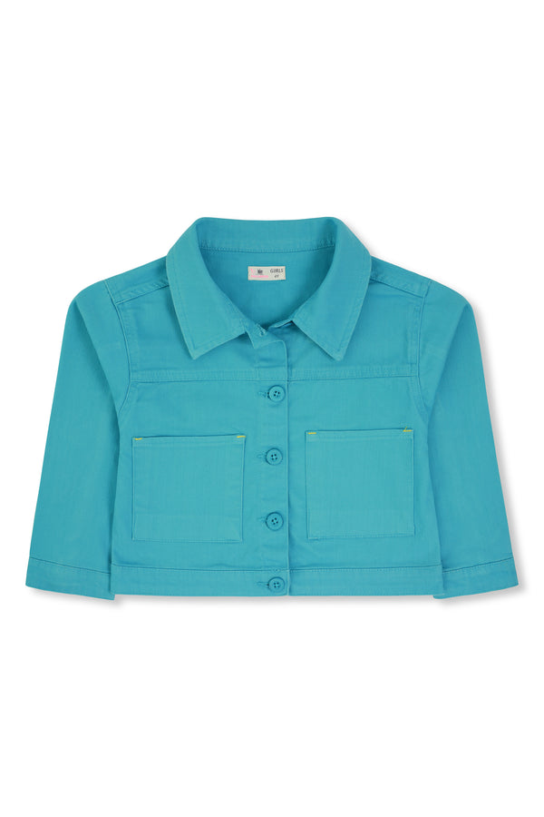 Girls Aqua Twill Jacket