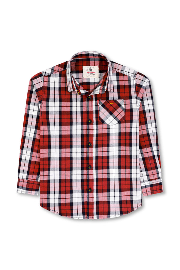 Boys Red Checkered Casual Shirt