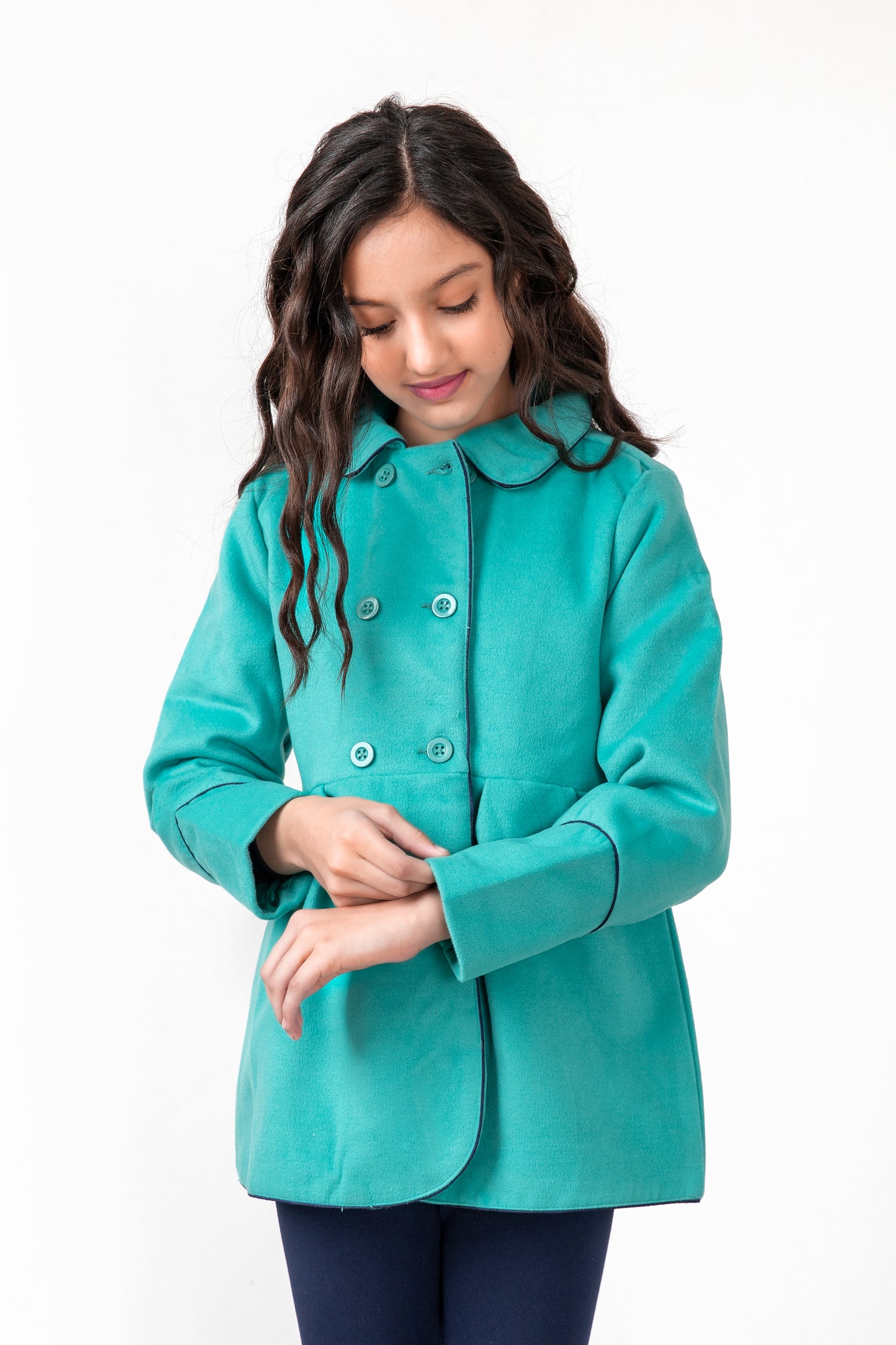 Girls Turquoise Pea Coat