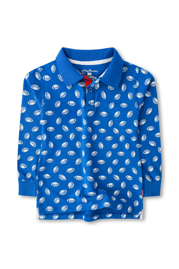 Boys Royal Blue Printed Polo Shirt