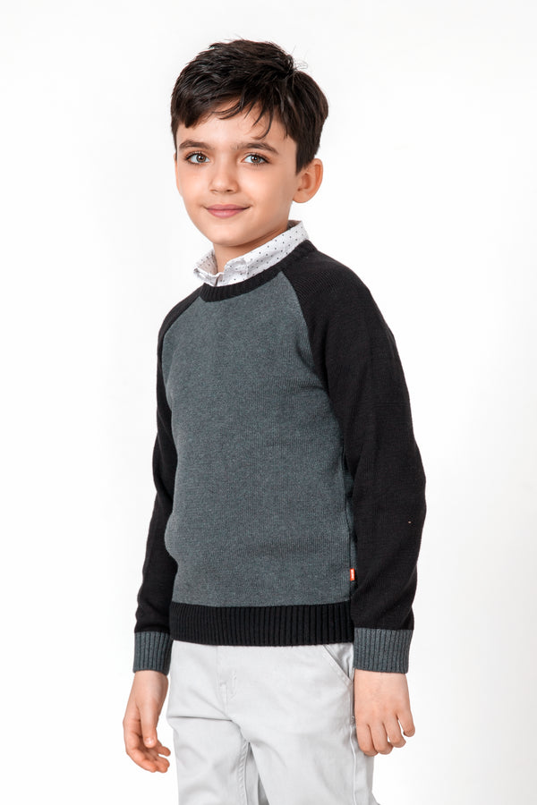 Boys Black & Grey Sweater