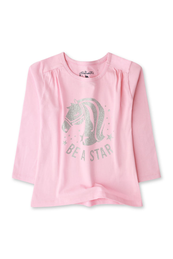 Girls Baby Pink Glitter T-shirt