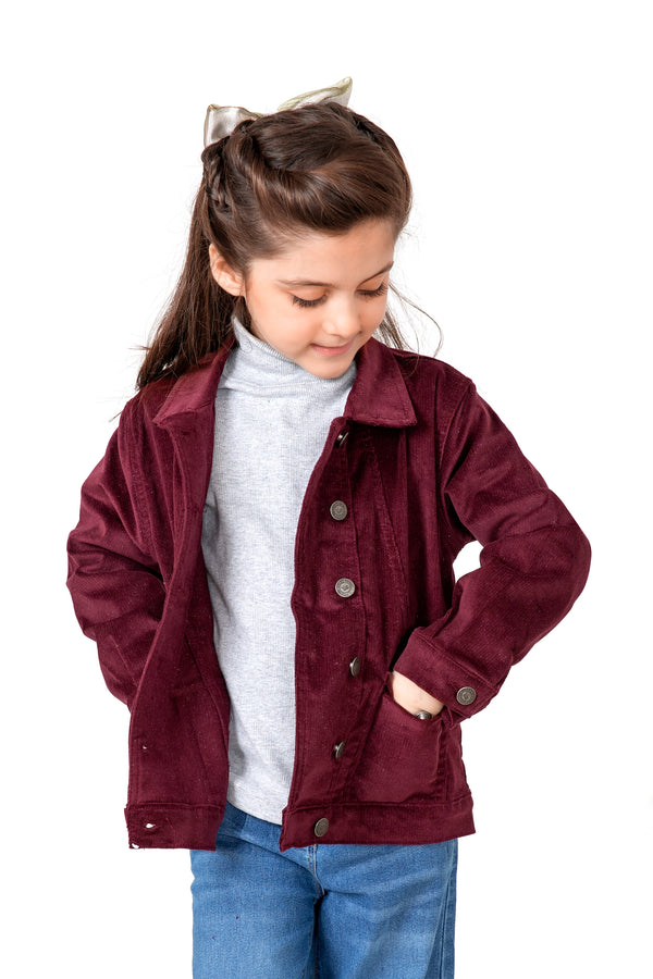 Girls Maroon Corduroy Jacket