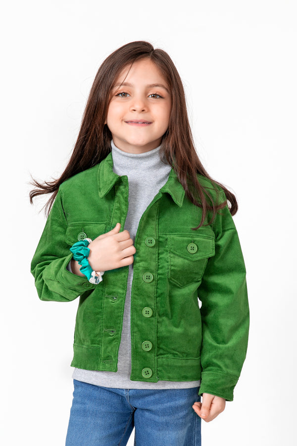 Girls Green Corduroy Jacket