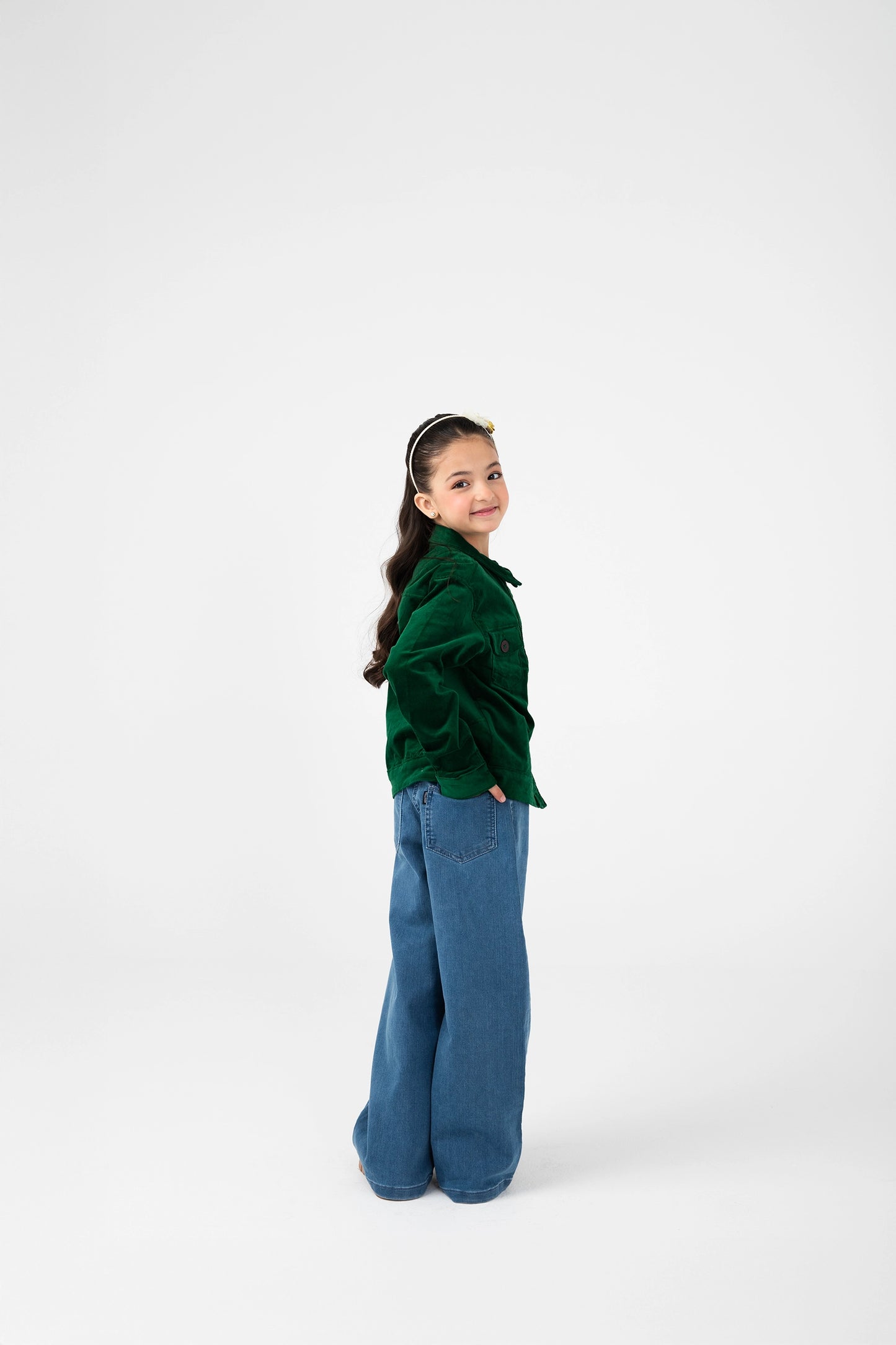 Girls Green Corduroy Jacket
