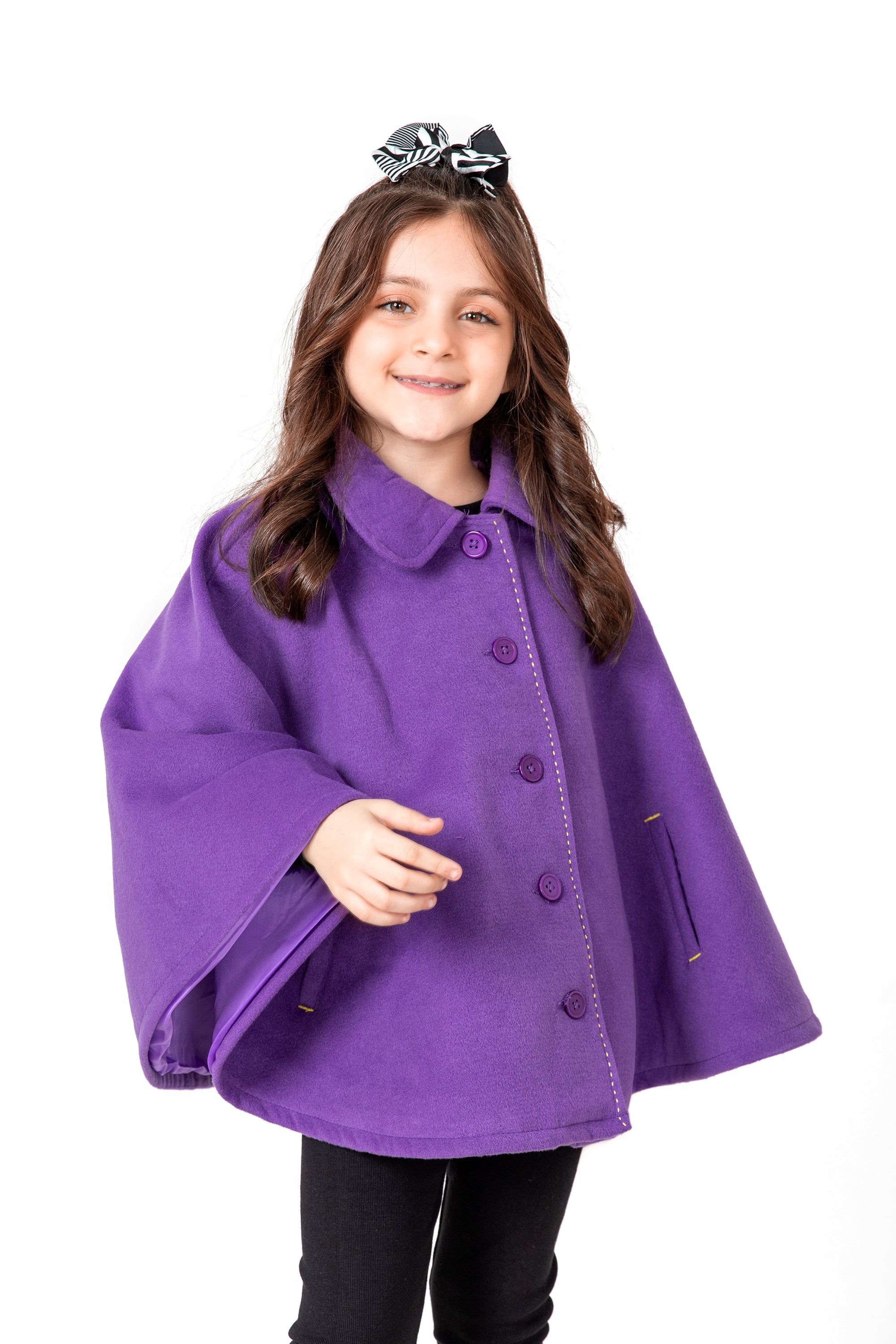Girls Purple Cape Coat