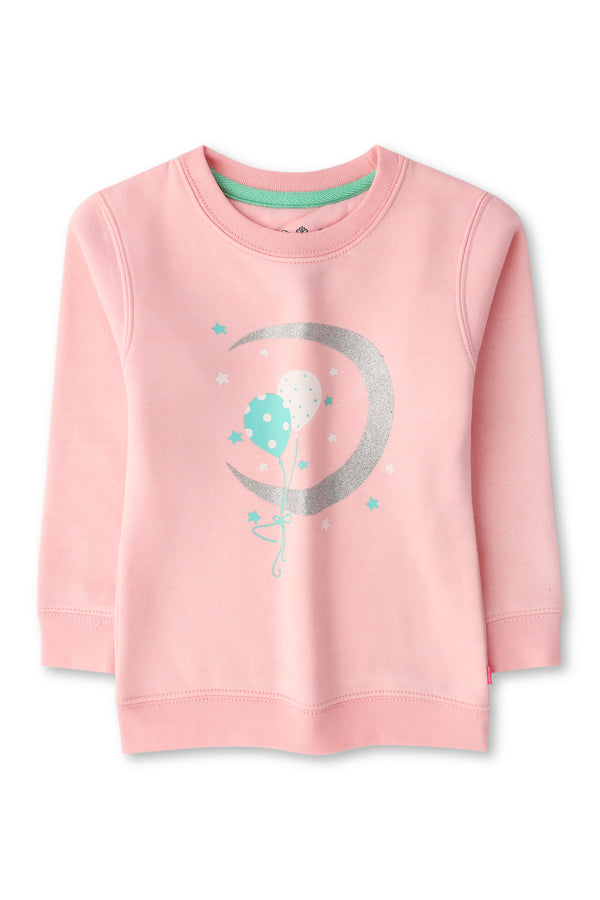 Girls Light Pink Graphic Sweatshirt