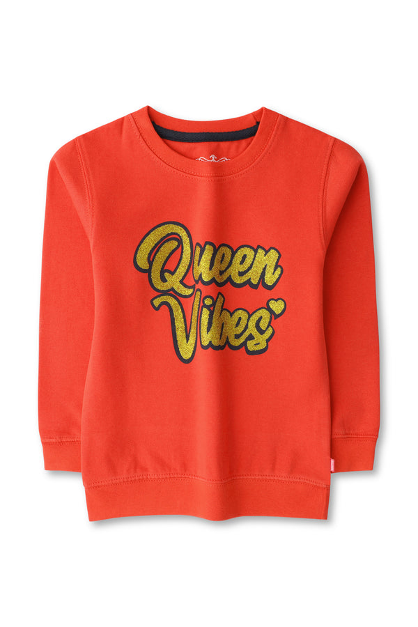 Girls Red Glitter Graphic SweatShirt