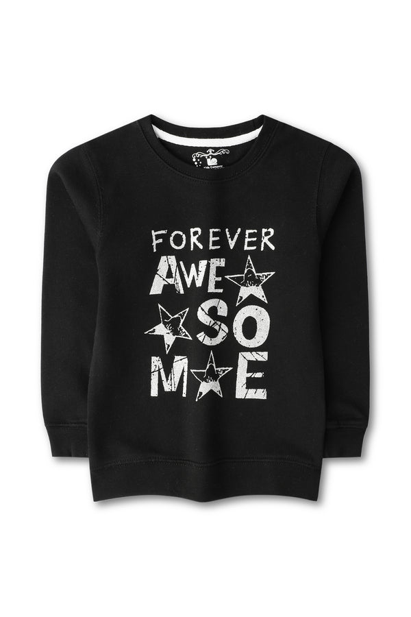 Girls Black Glitter Graphic Sweatshirt