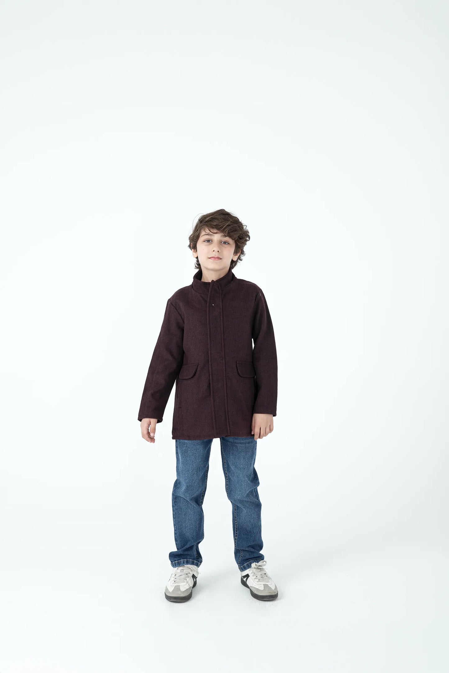 Boys Burgundy Felt Coat