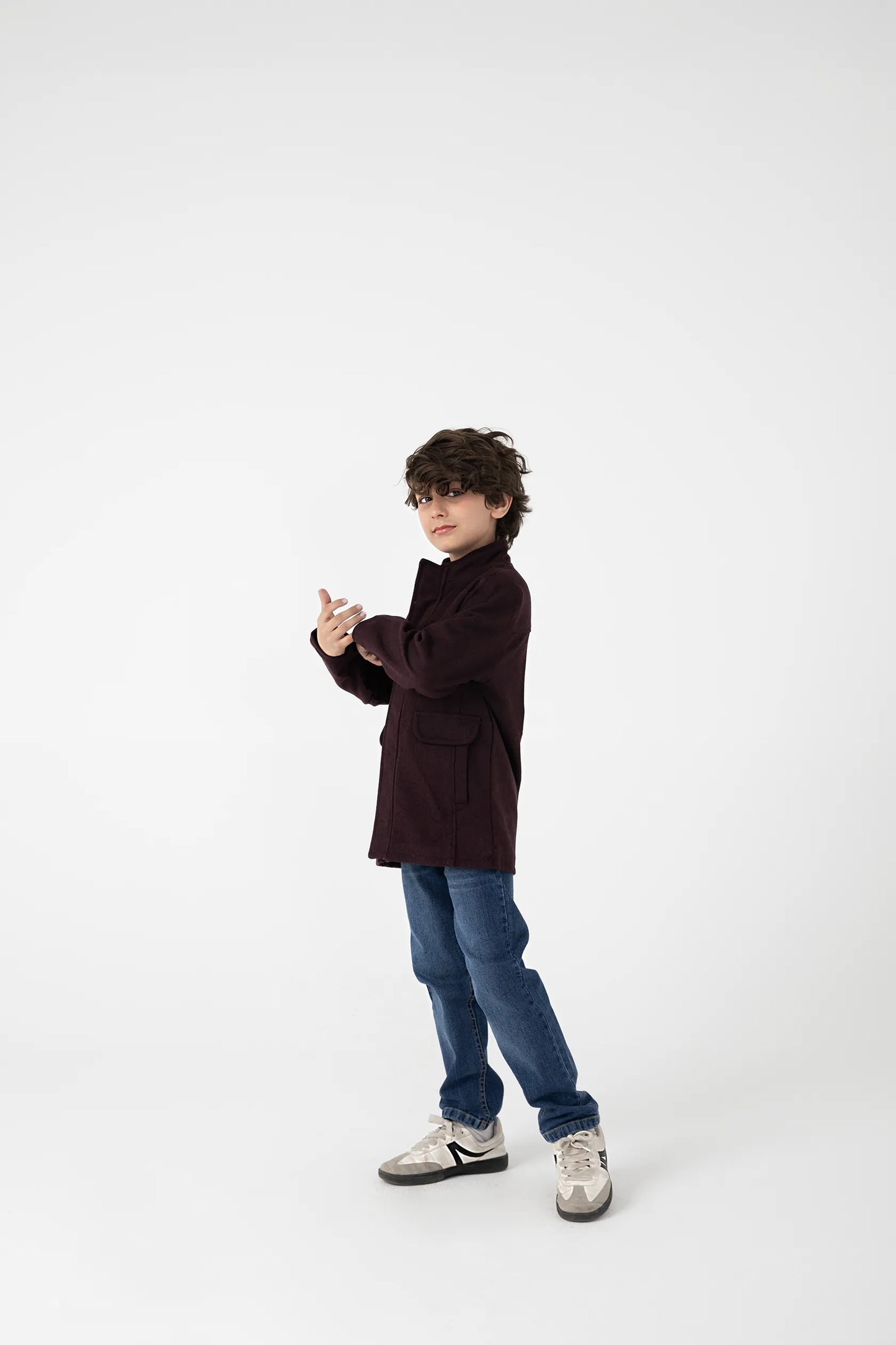Boys Burgundy Felt Coat