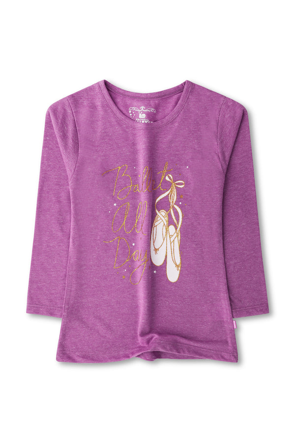 Girls Purple Glitter T-shirt