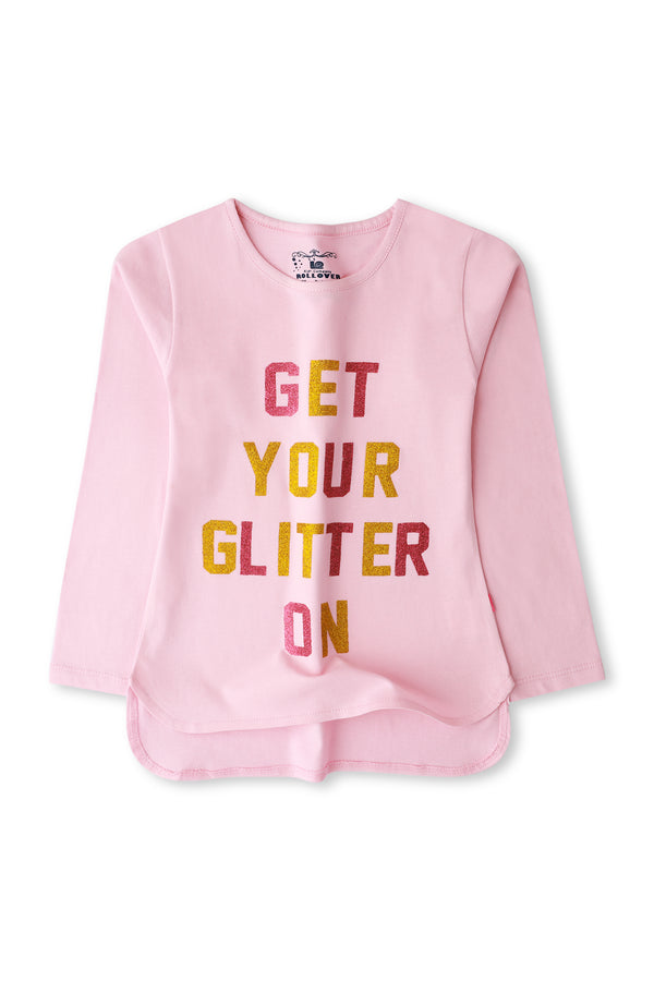 Girls Baby Pink Glitter T-shirt