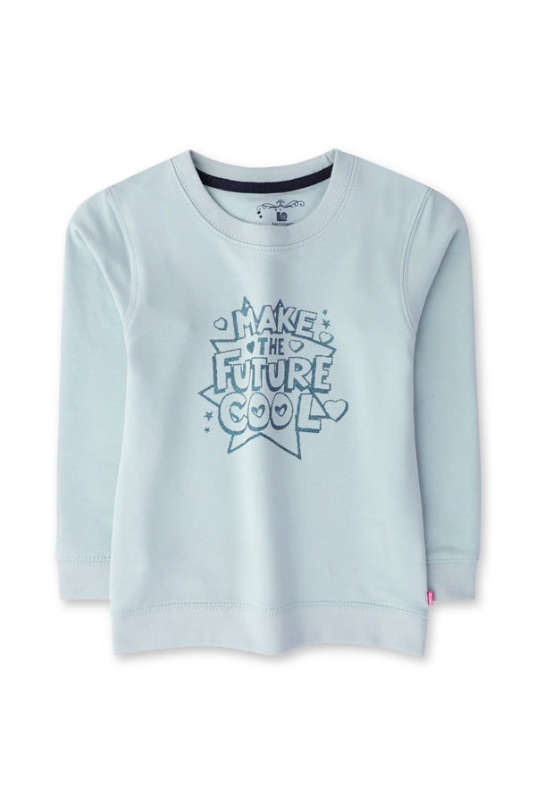 Girls Sky Blue Glitter Sweatshirt