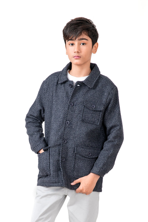 Boys Black Felt Coat