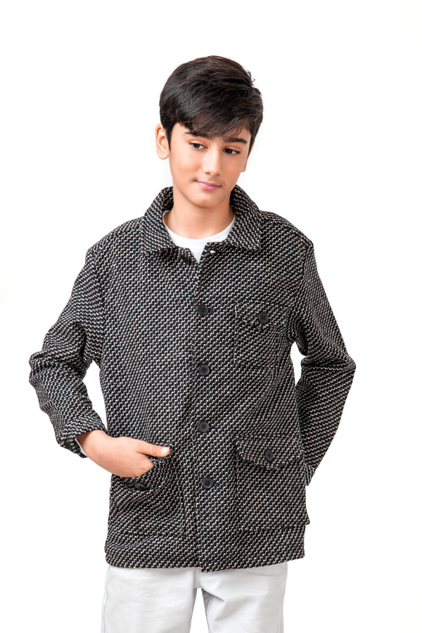 Boys Black Tweed Coat