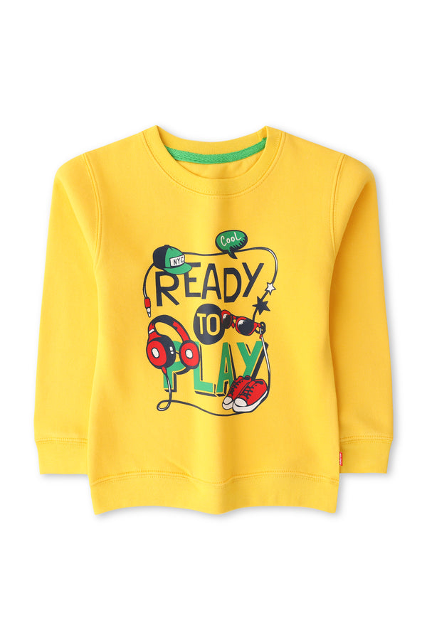 Boys Yellow Printed Sweatshirt