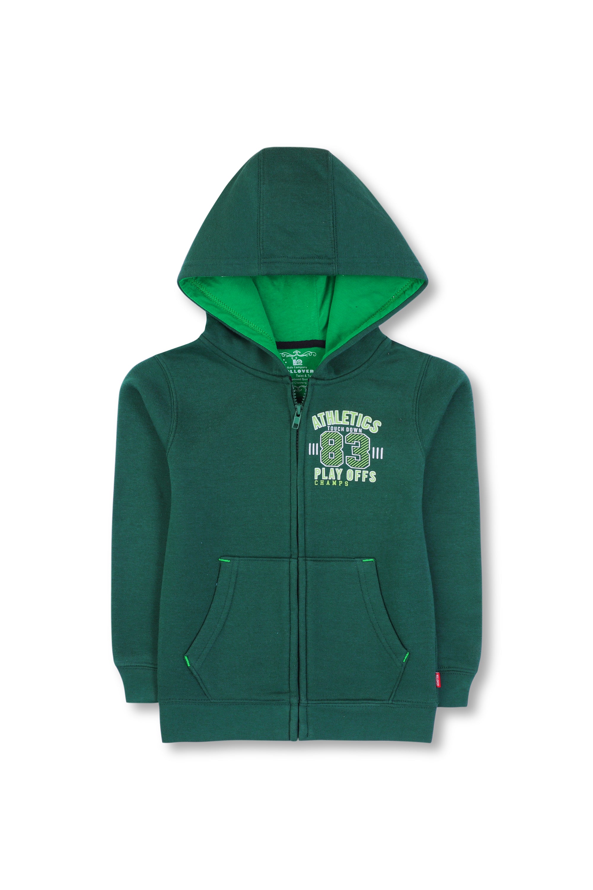 Boys Green Fleece Hoodie Rollover Kids Company