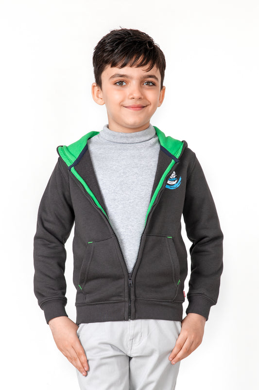 Boys Grey Fleece Hoodie