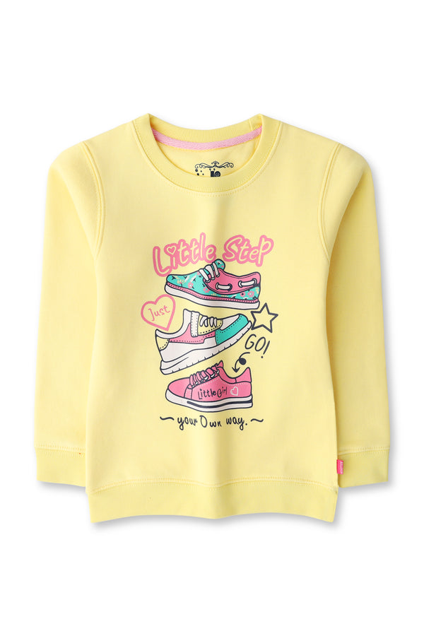 Girls  Graphic Yellow  Sweatshirt