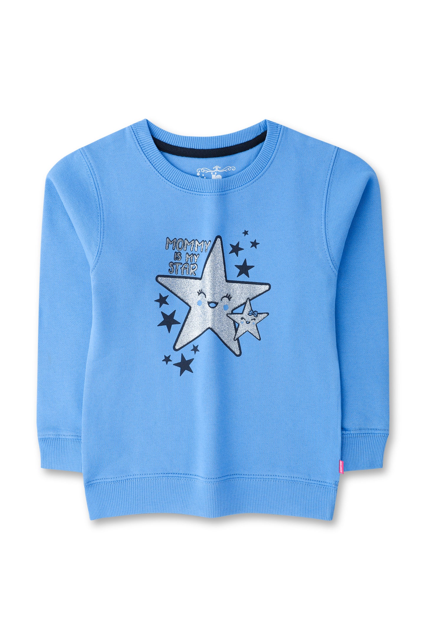 Girls Sky Blue Glitter Sweatshirt