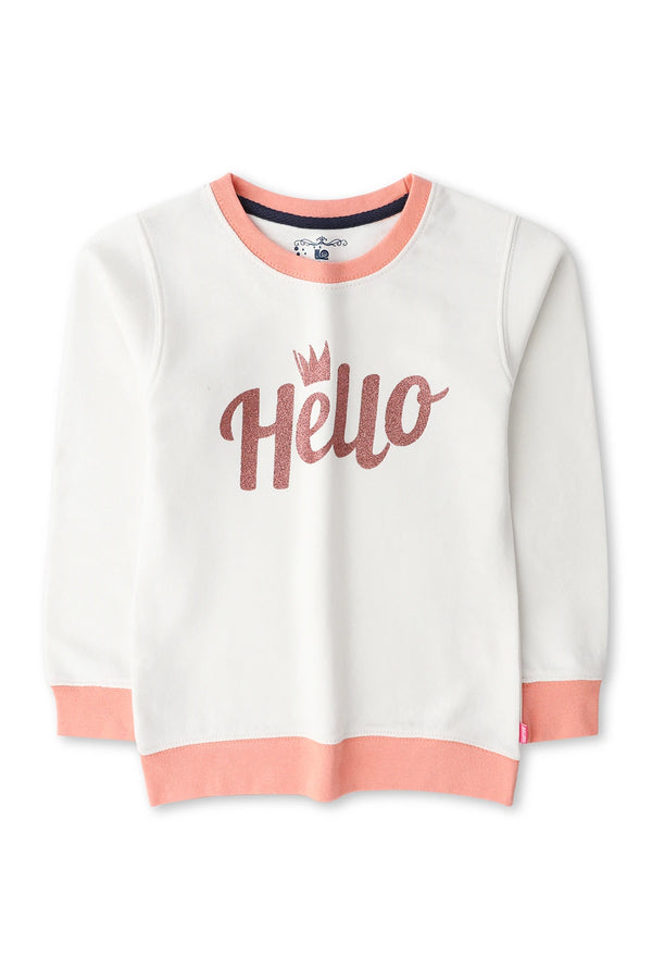 Girls White Glitter Sweatshirt