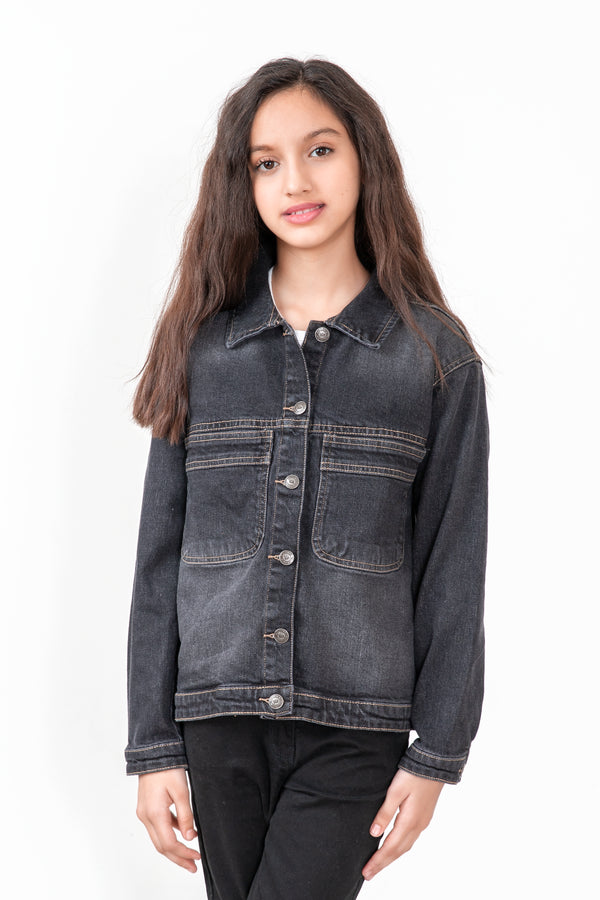 Girls Black Denim Jacket