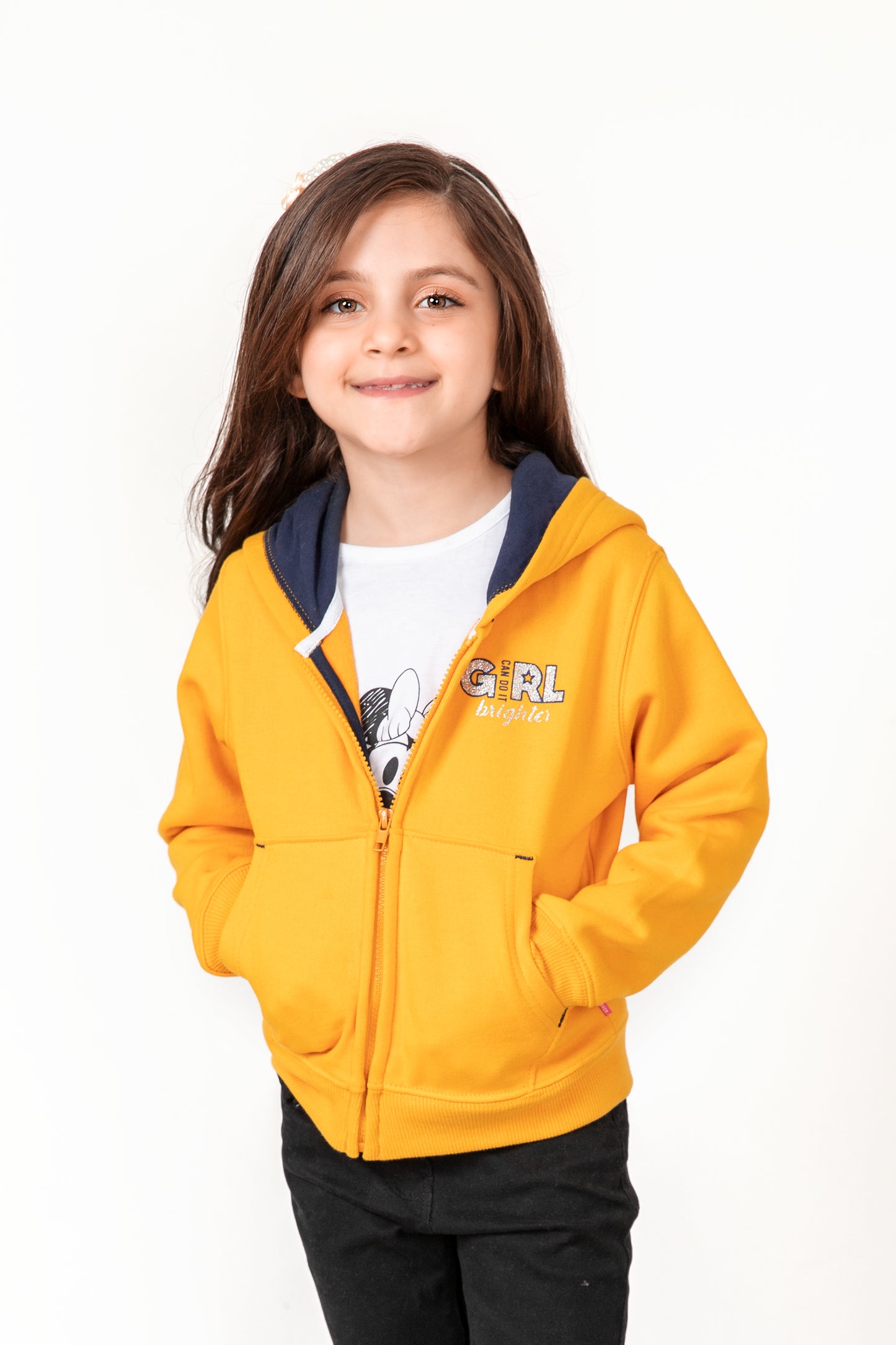 Girls Yellow Fleece Hoodie