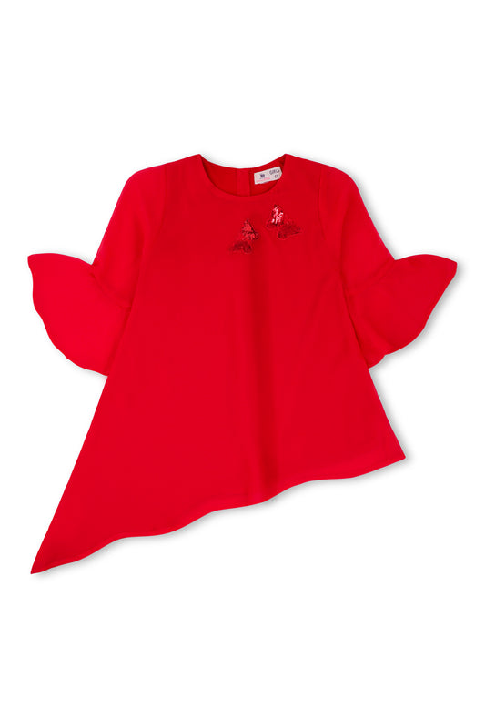 Girls Red Chiffon Top