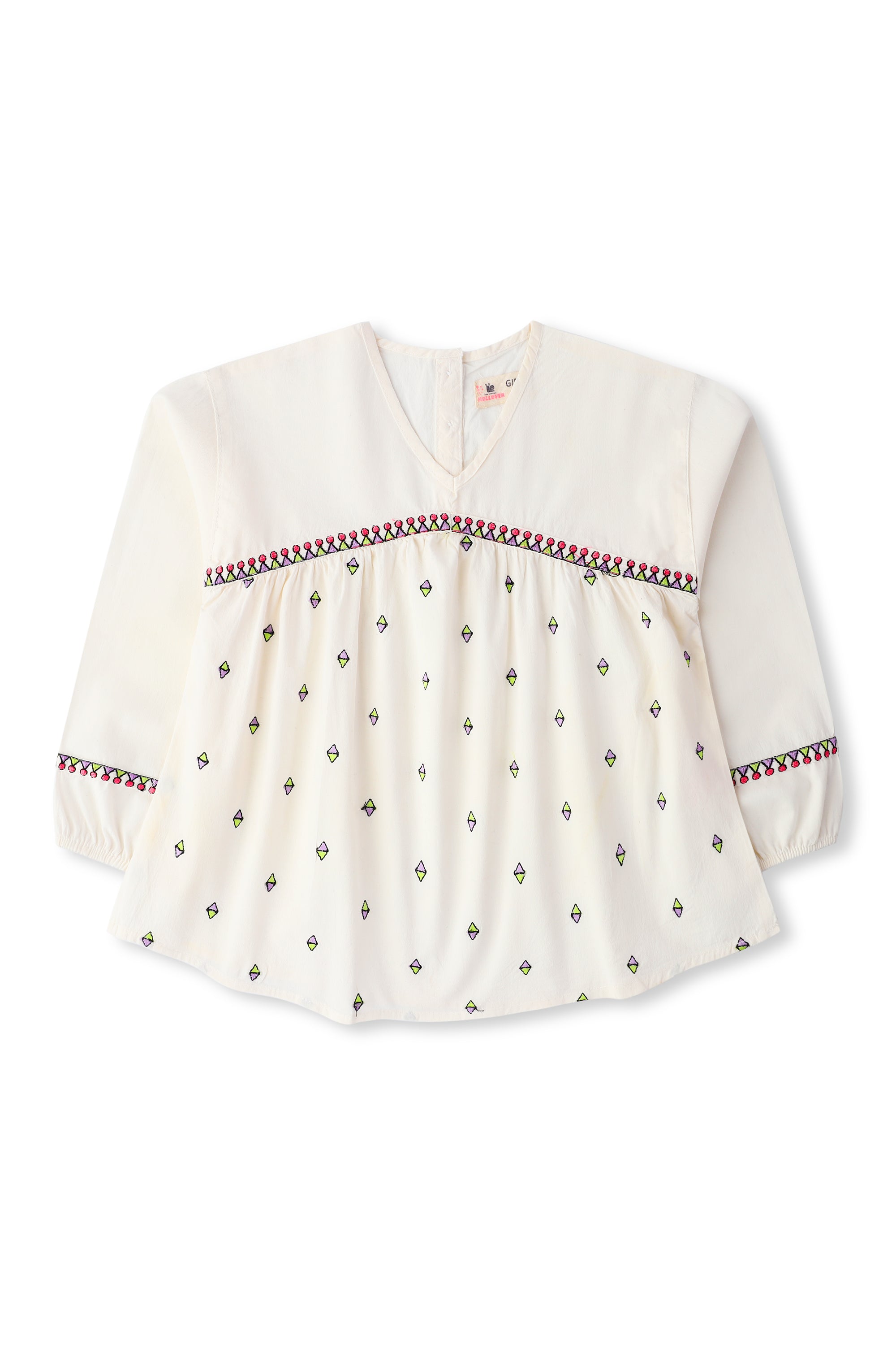 Girls White Embroidered Top
