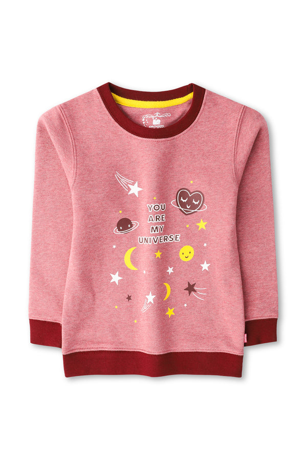 Girls Maroon Graphic Sweatshirt