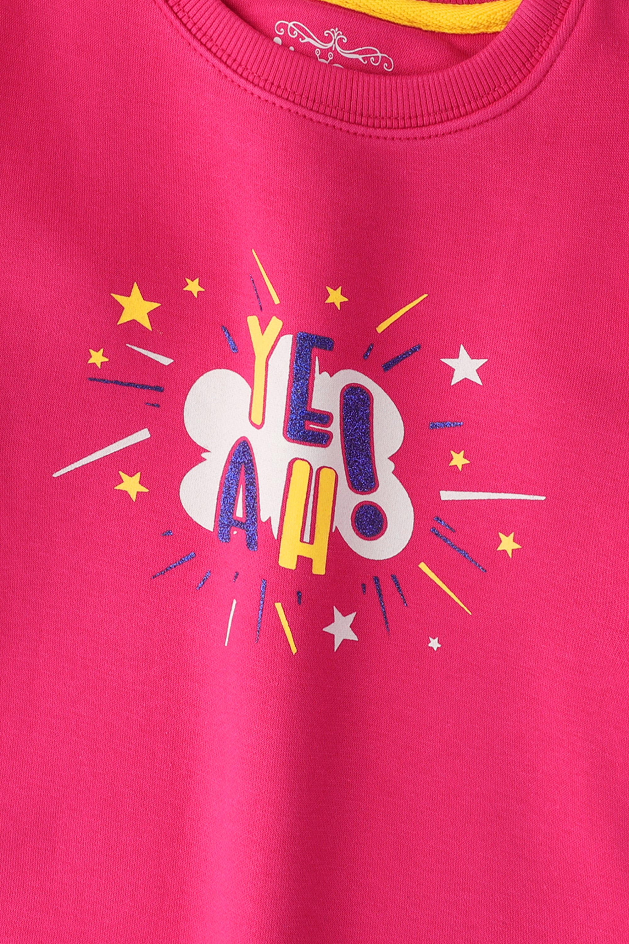 Girls Pink Fleece Graphic Sweatshirt
