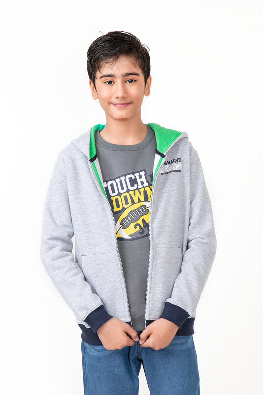 Boys Grey Fleece Hoodie