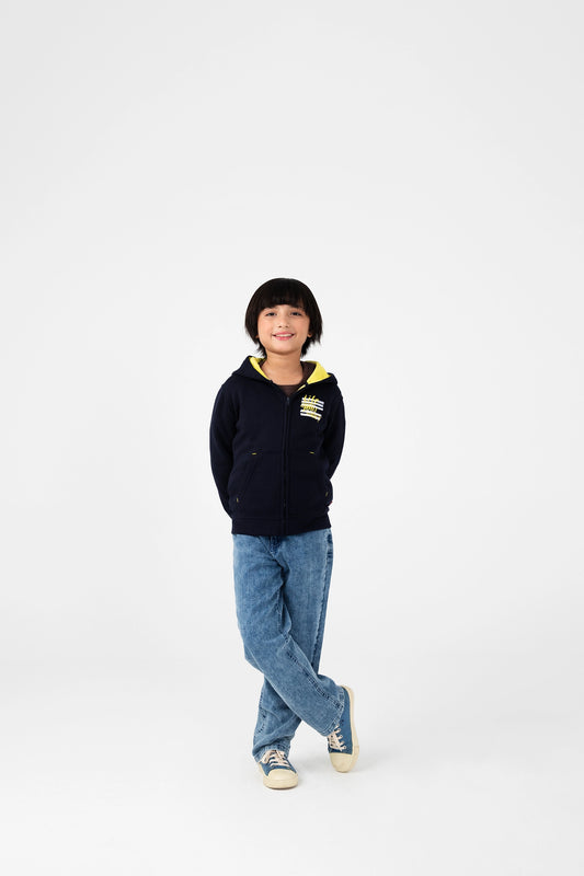 Boys Navy Blue Fleece Hoodie
