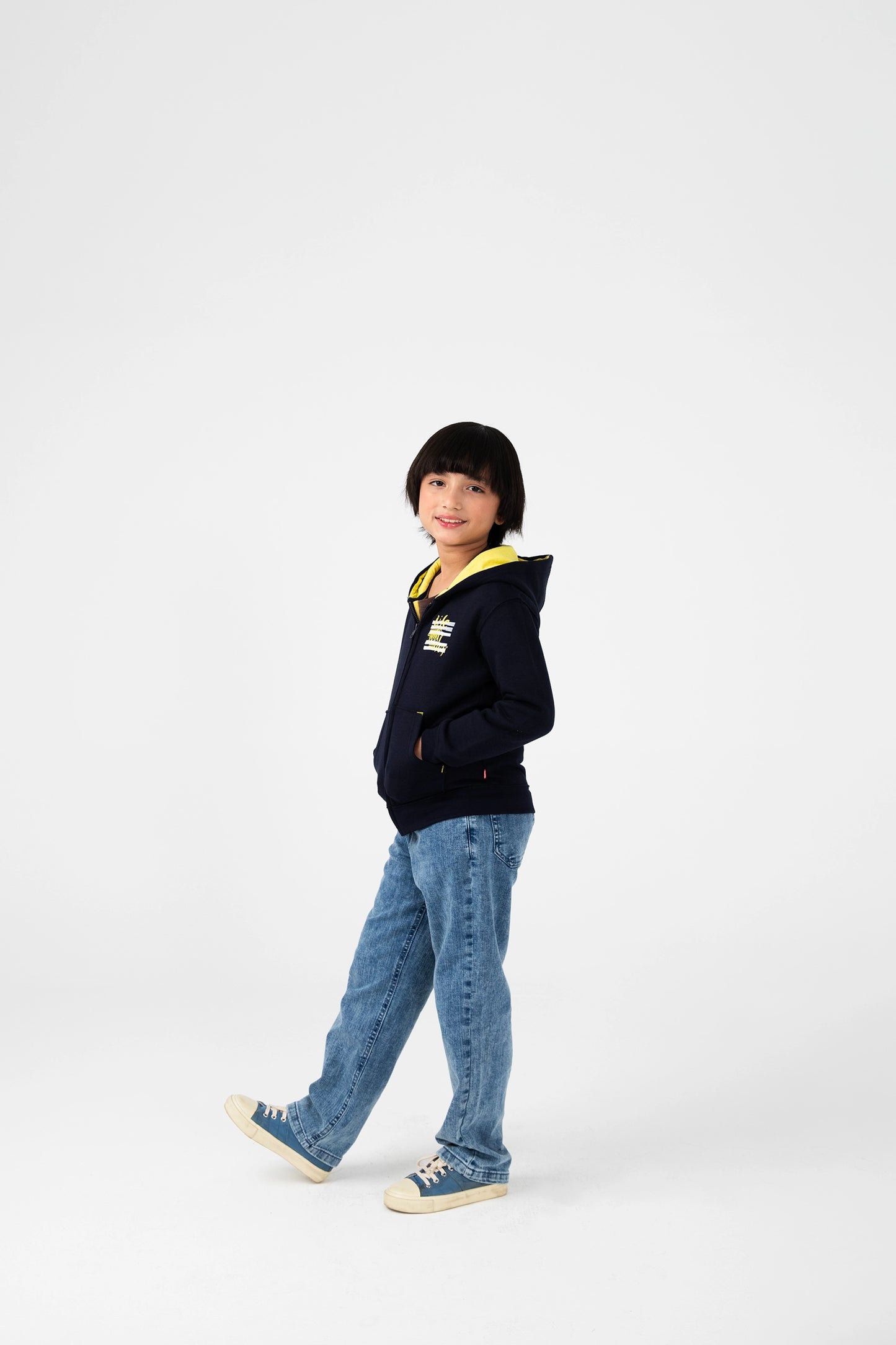 Boys Navy Blue Fleece Hoodie