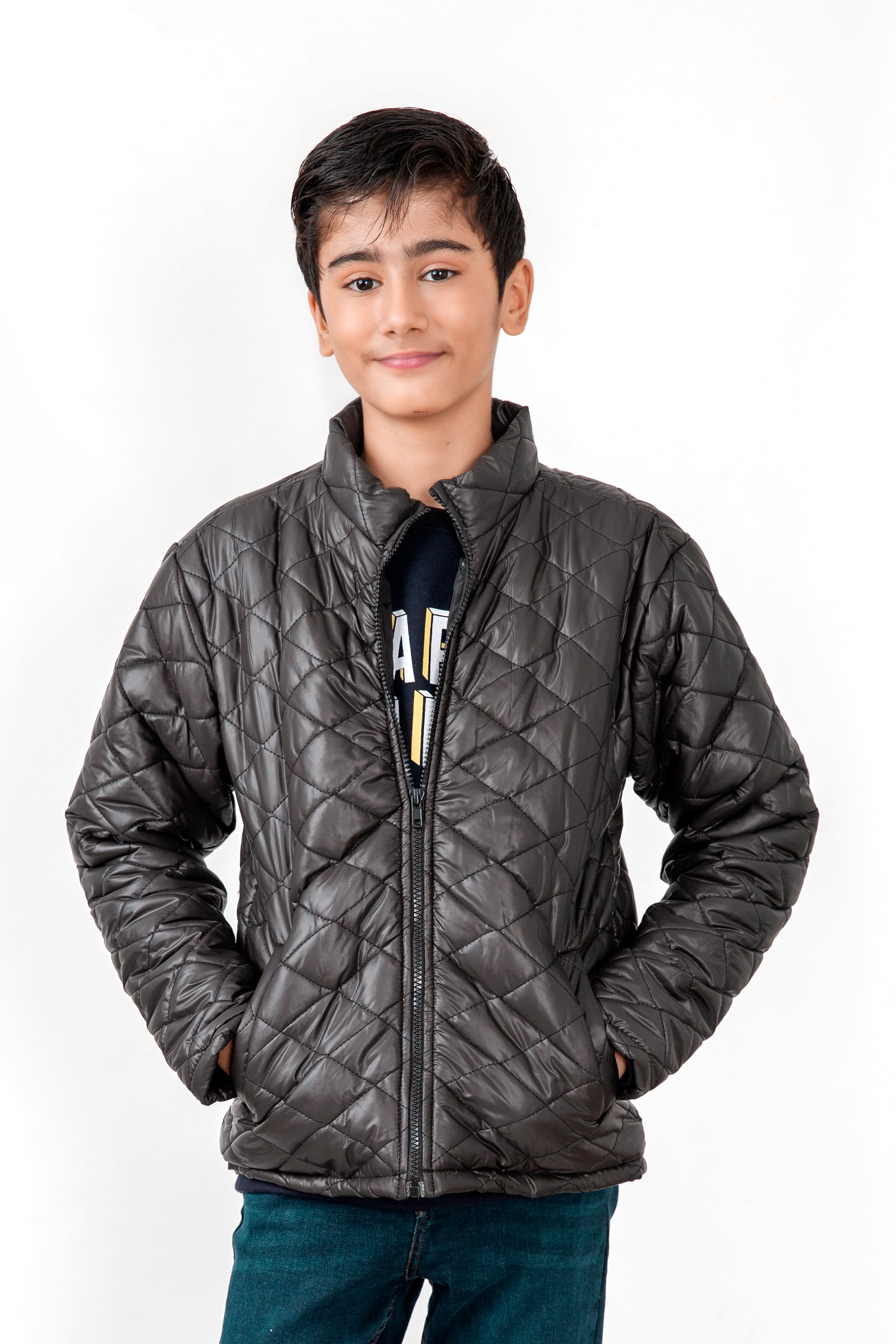 Boys Black Quilted Jacket